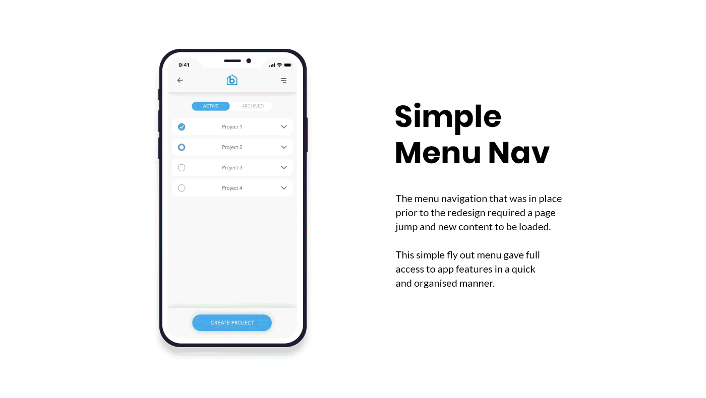 Redesigned app screen
