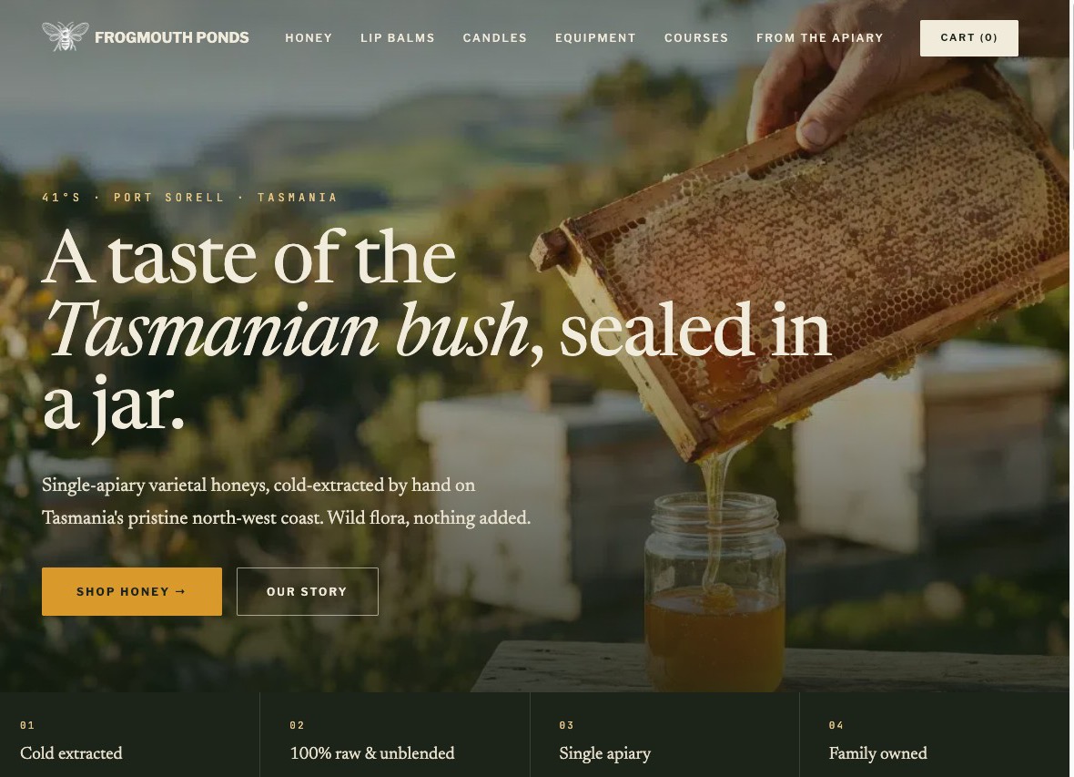 Frogmouth Ponds website after the rebuild
