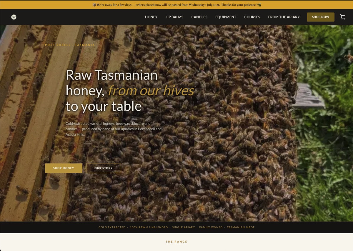 Frogmouth Ponds website before the rebuild