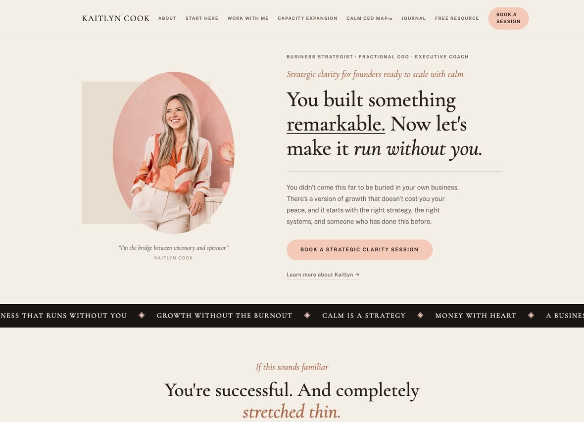 Kaitlyn Cook website after the rebuild
