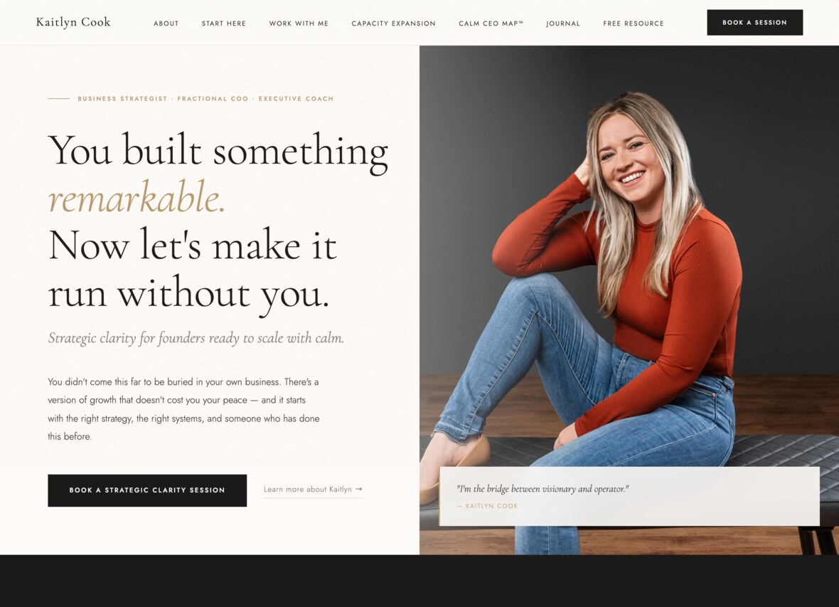 Kaitlyn Cook website before the rebuild